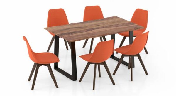 Aquila Live Edge Solid Wood Dining Table With Pashe Chairs - Image 10